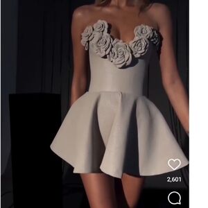 Albina Dyla roses  short Cream Dress corset 0